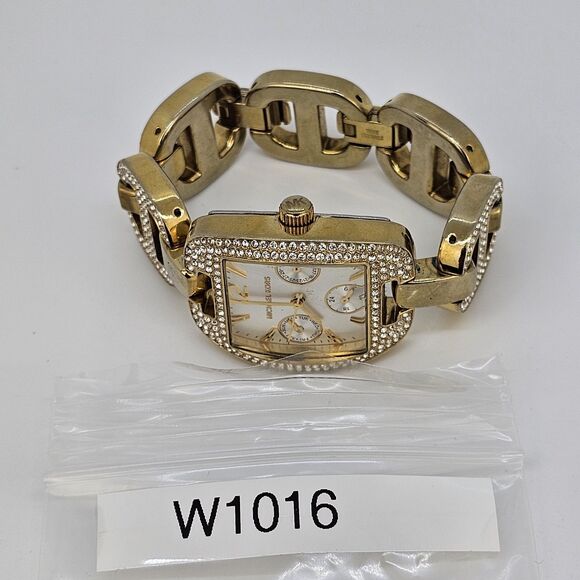 Michael Kors Women Watch 28MM Gray Dial Gold Band 5.75" New Battery HEAVY WATCH - Picture 12 of 12